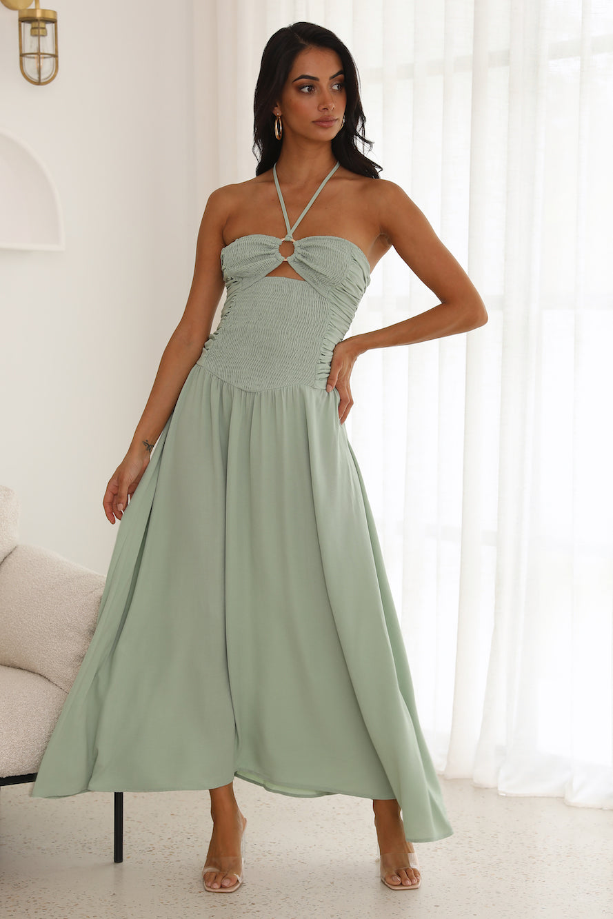 Go Back In Time Midi Dress Green