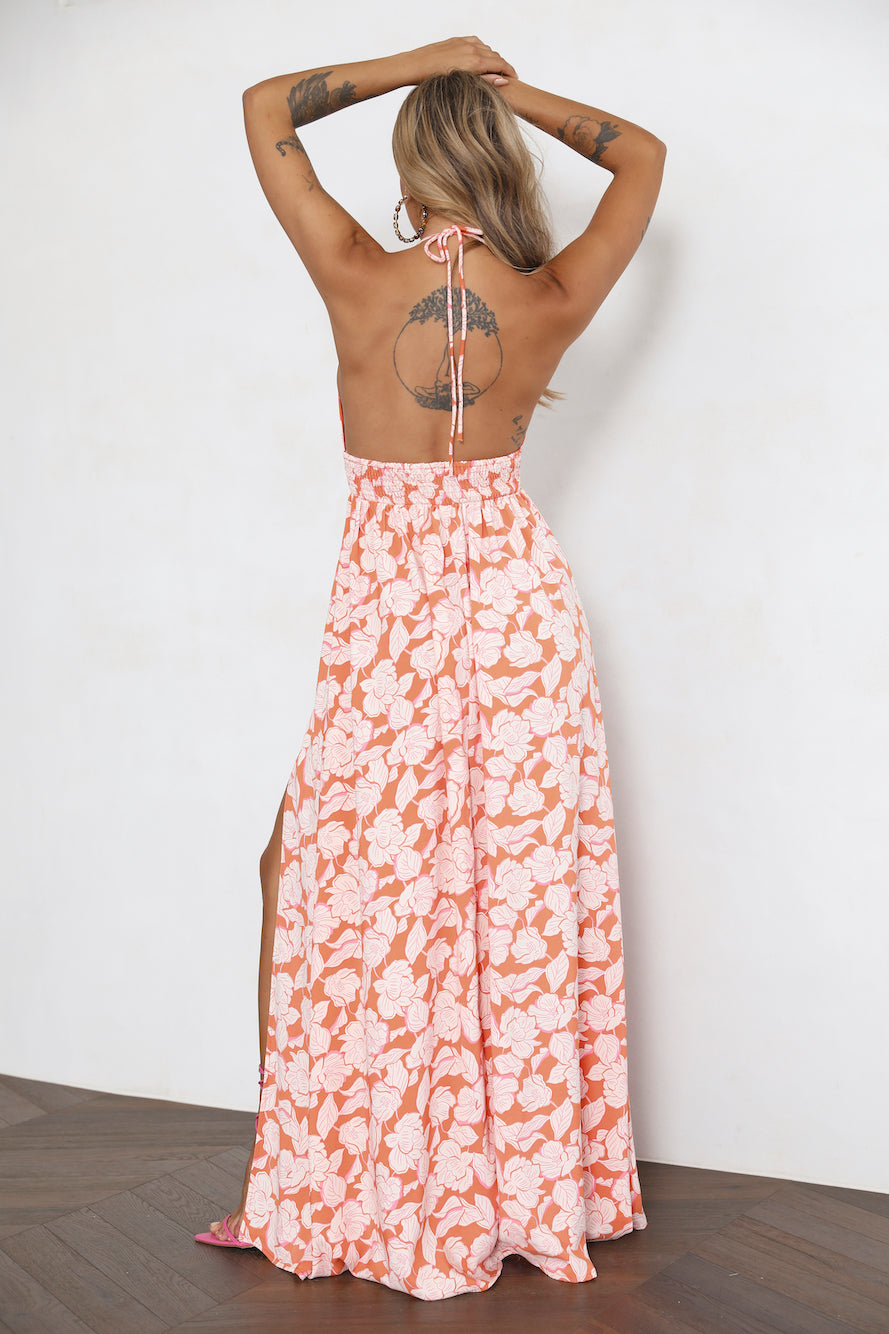 HELLO MOLLY Eternally Evergreen Maxi Dress Orange
