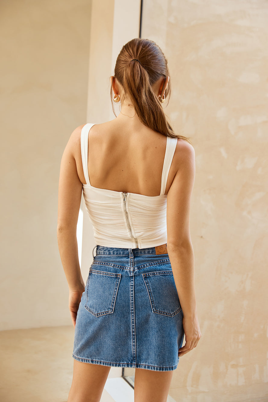 Tropical Splendor Linen Blend Top White