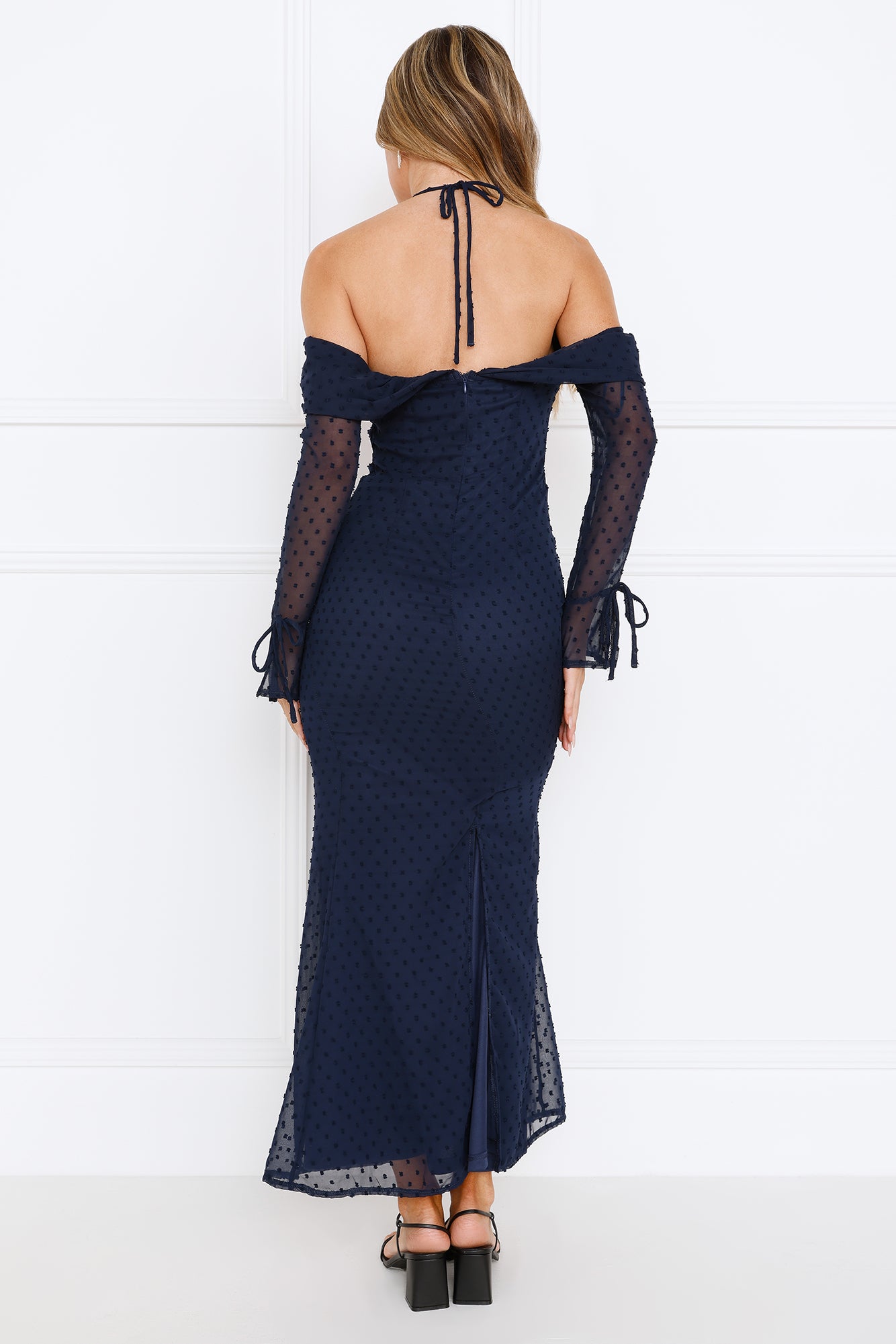 One Stylish Moment Off Shoulder Maxi Dress Navy