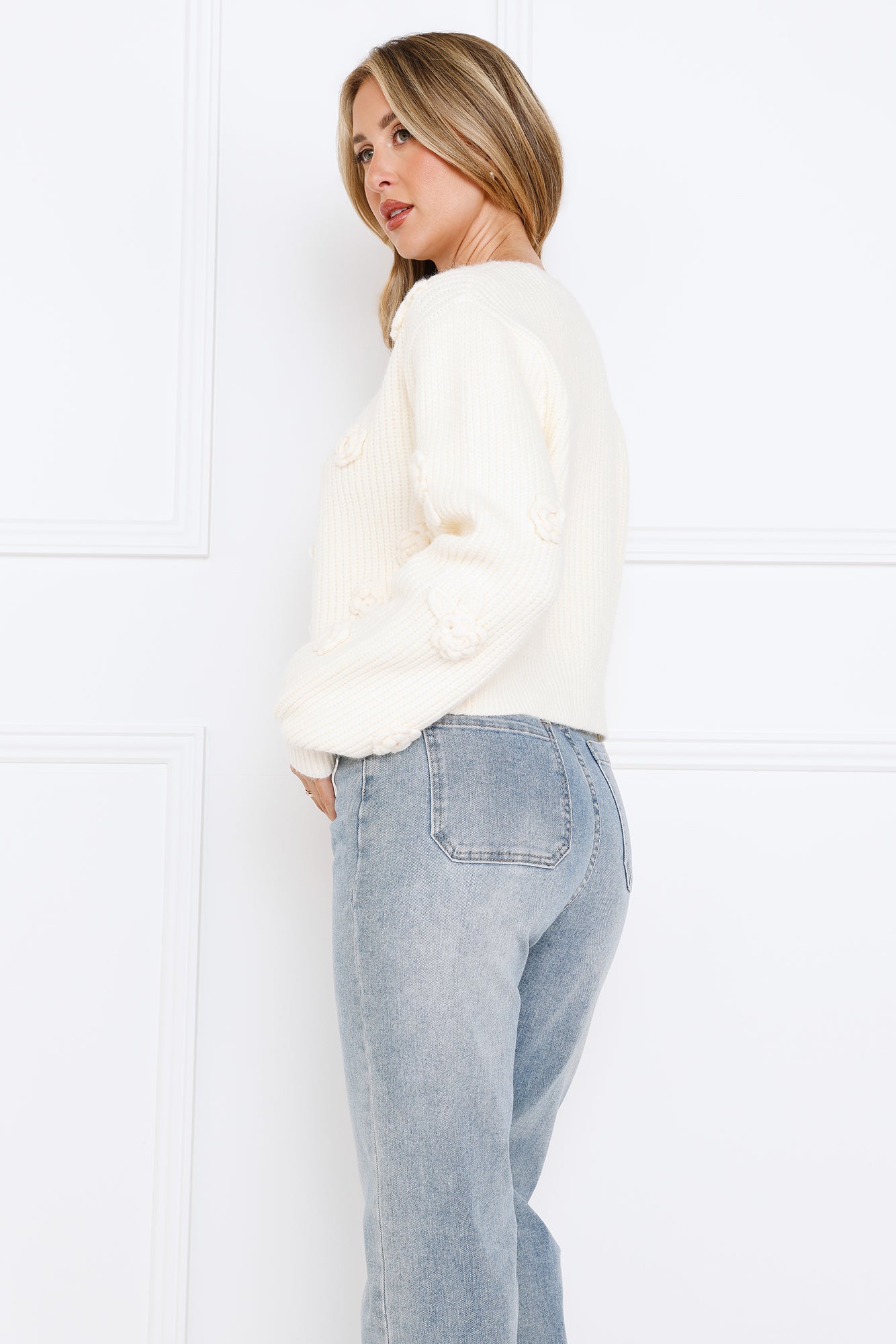 World Of Luxe Knit Cardigan Cream