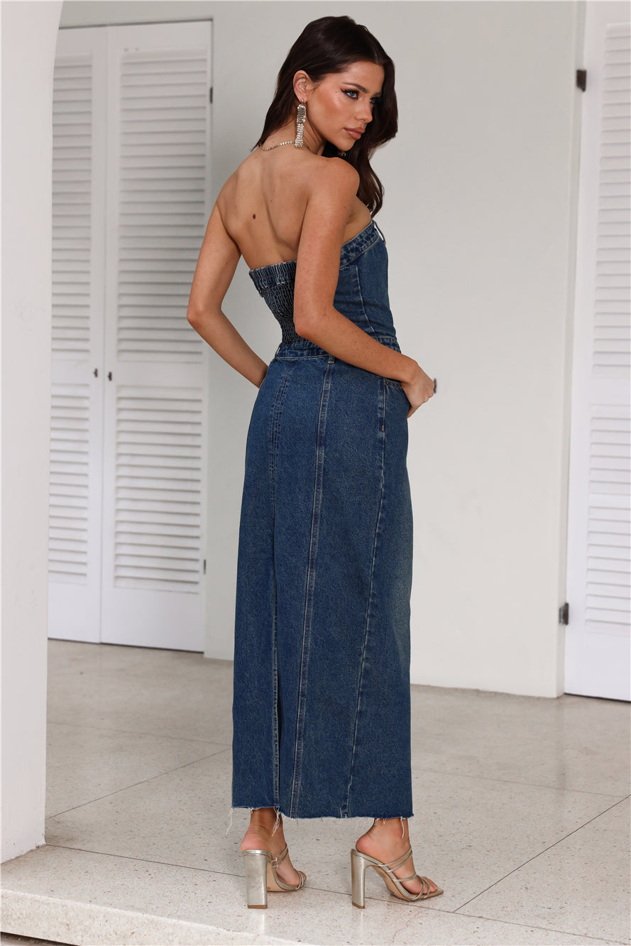 LIONESS Vista Denim Dress Denim Blue