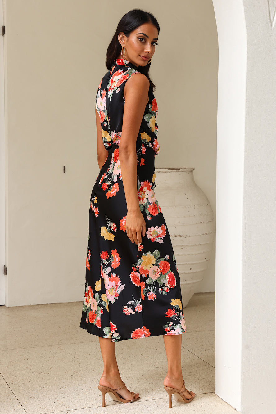 Let the Adventures Begin Midi Dress Black