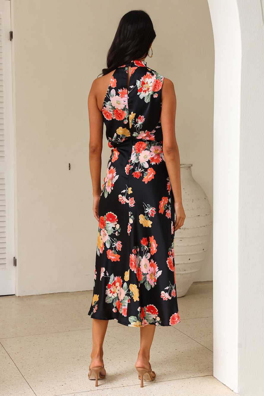 Let the Adventures Begin Midi Dress Black