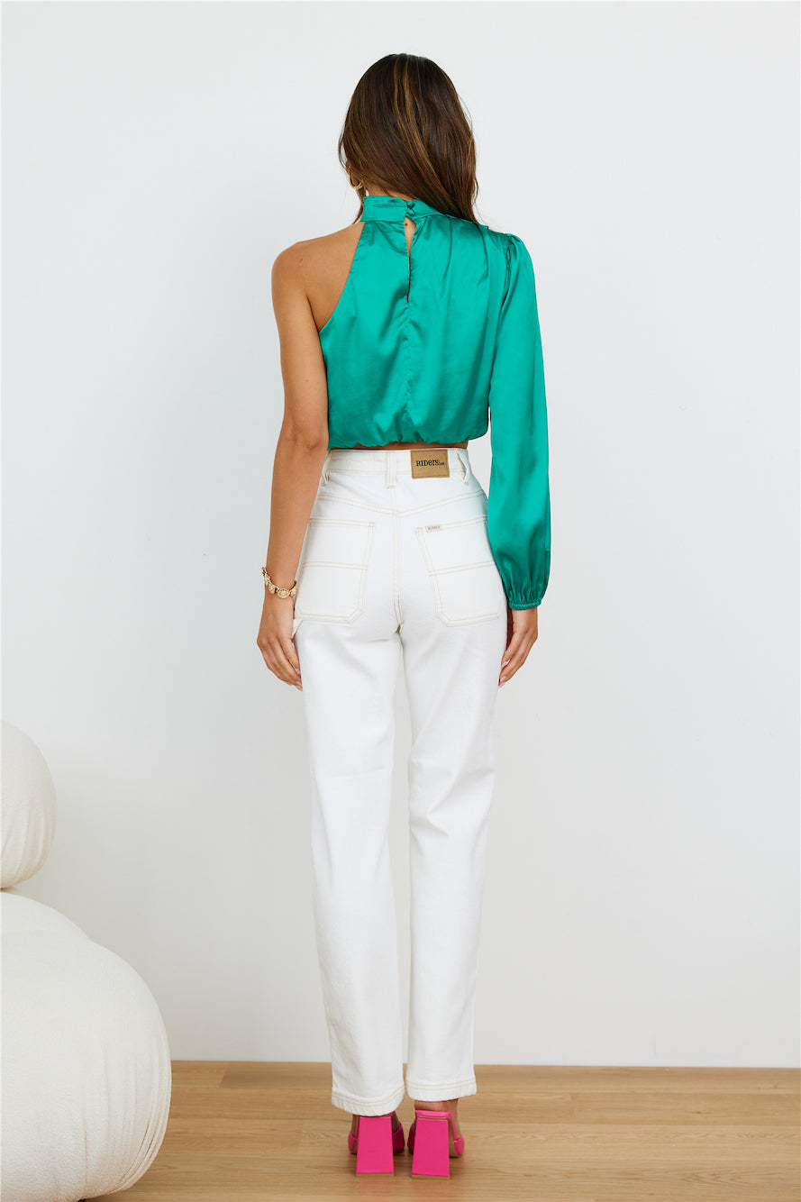 Love Deborah Satin Crop Top Green