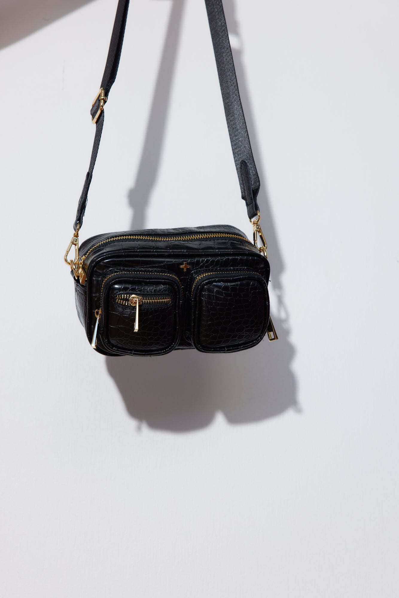 PETA AND JAIN Lala Bag Black Croc Gold