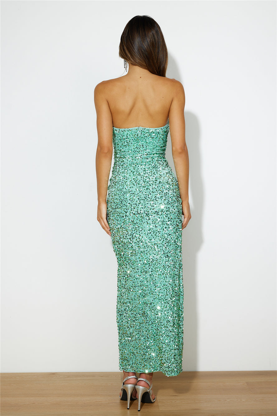 Sparkle From Far Sequin Maxi Dress Green