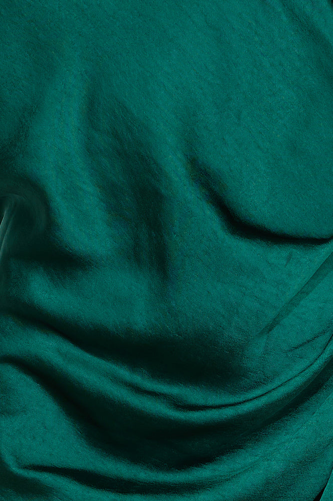 Dressed To Impress Satin Midi Dress Forest Green