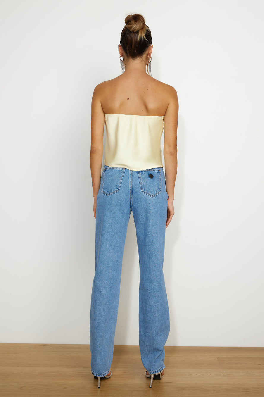 Fresh Style Satin Top Yellow