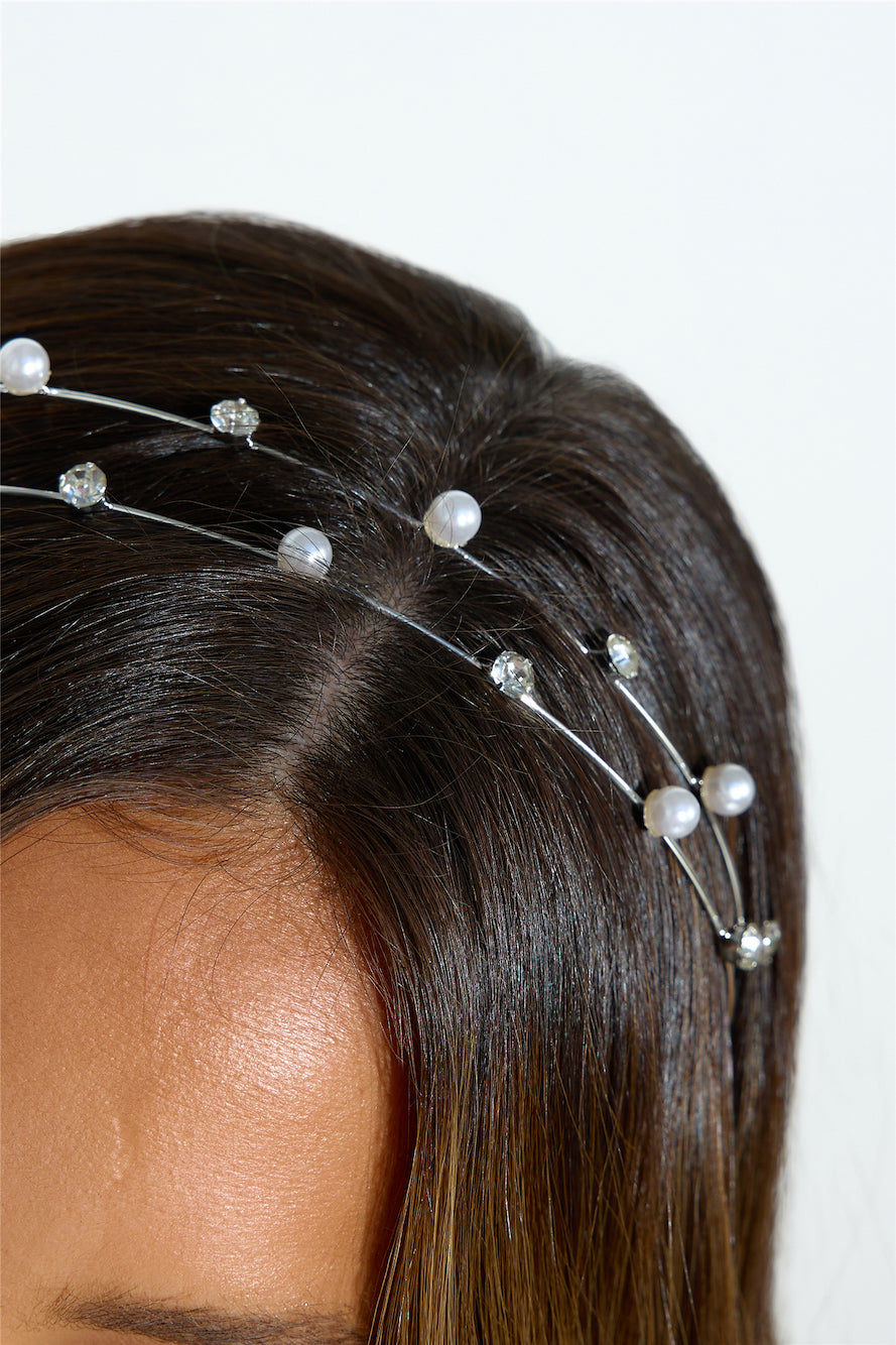 Pearls Of Love Headband Silver