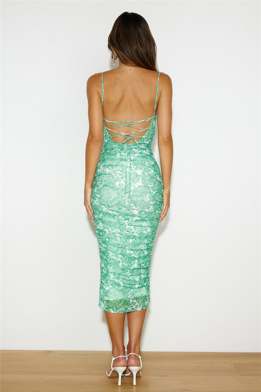 Print Lover Midi Dress Green