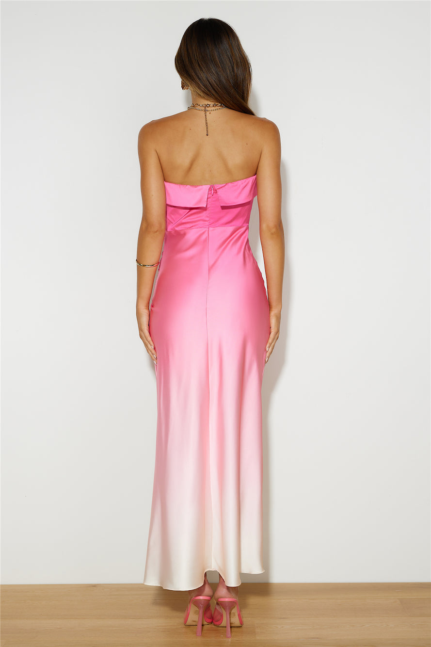 Flowy Glam Midi Dress Pink