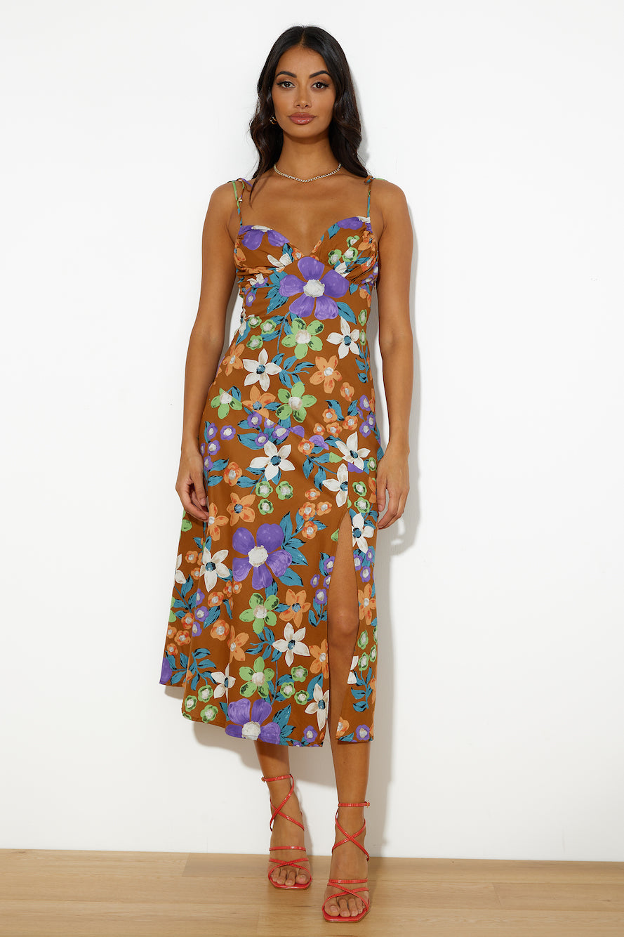Oasis Of Love Midi Dress Brown