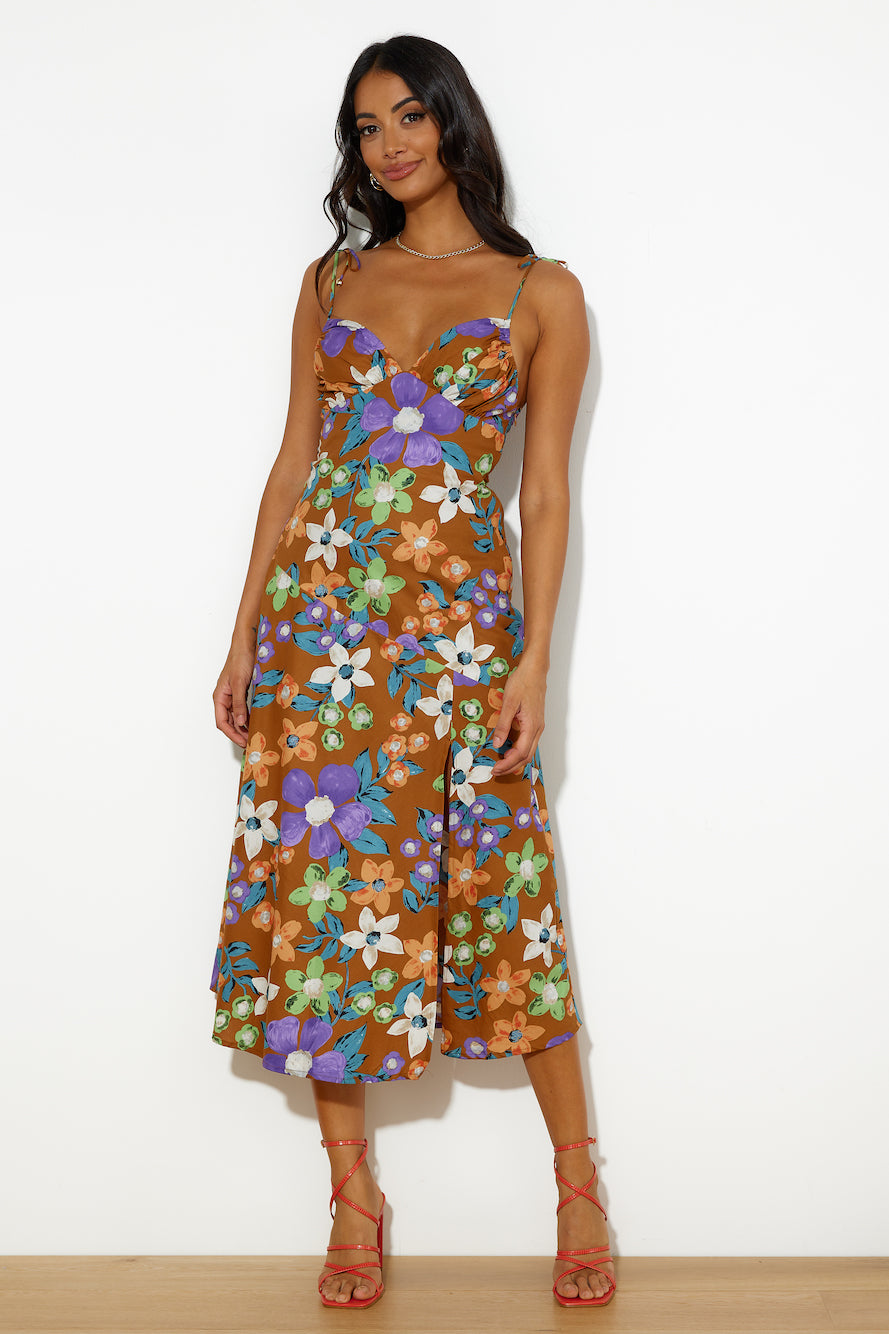 Oasis Of Love Midi Dress Brown