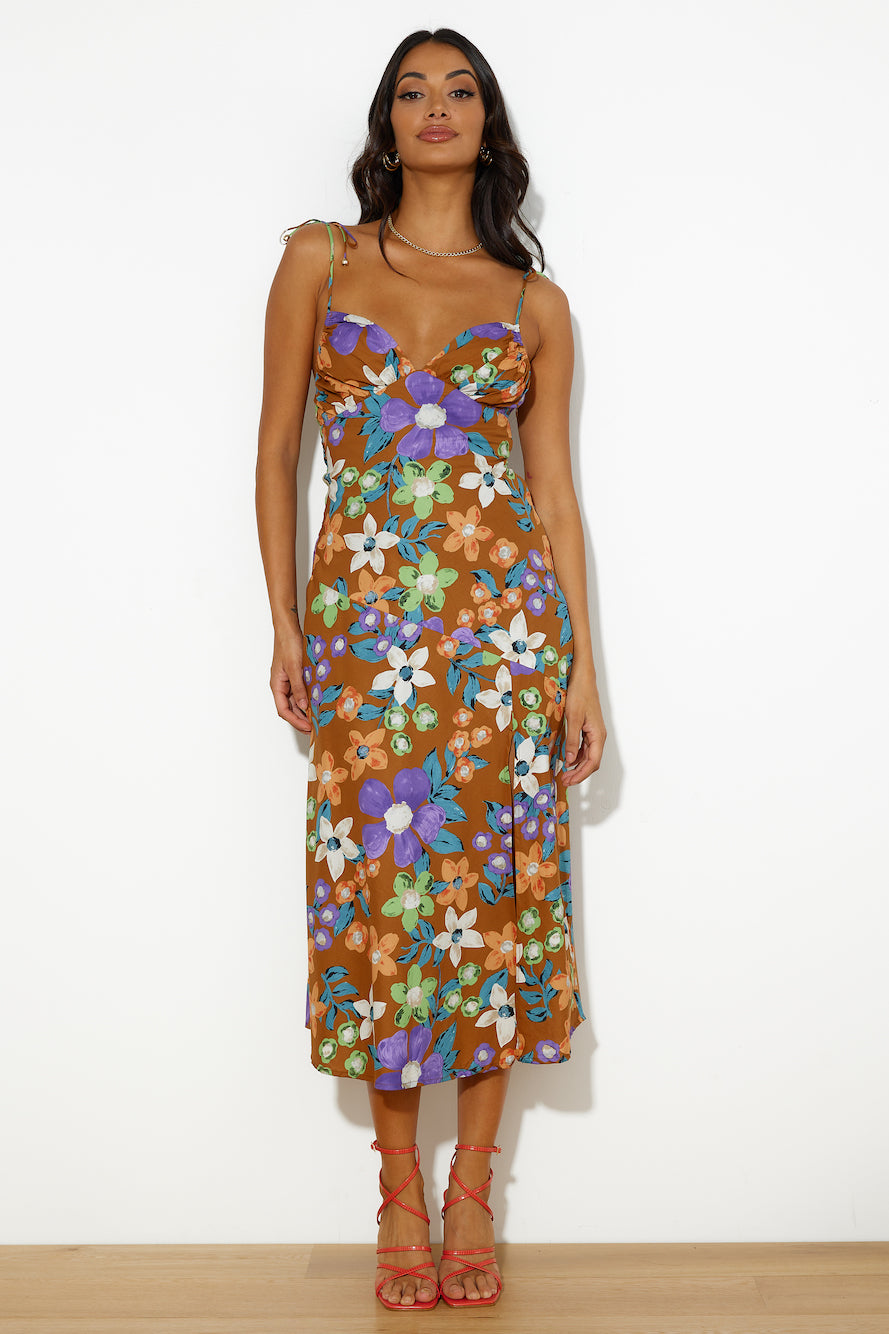 Oasis Of Love Midi Dress Brown