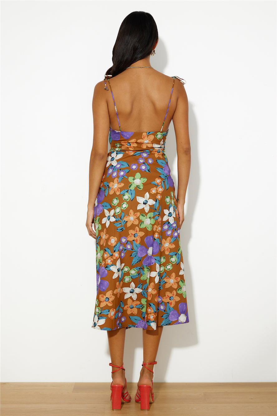 Oasis Of Love Midi Dress Brown