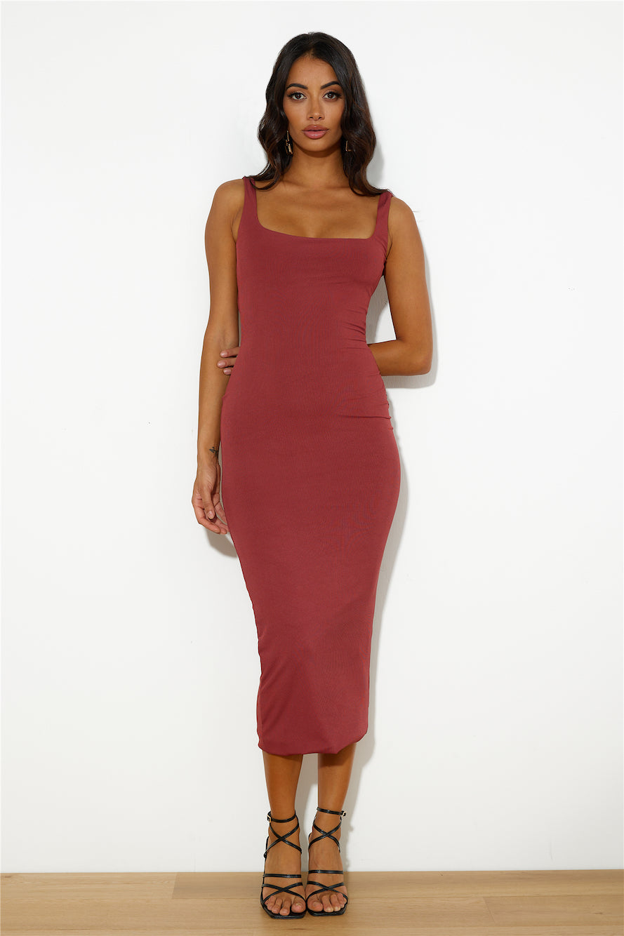 Girls' Night Ribbed Midi Dress Red
