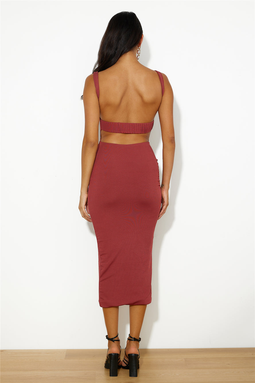 Girls' Night Ribbed Midi Dress Red