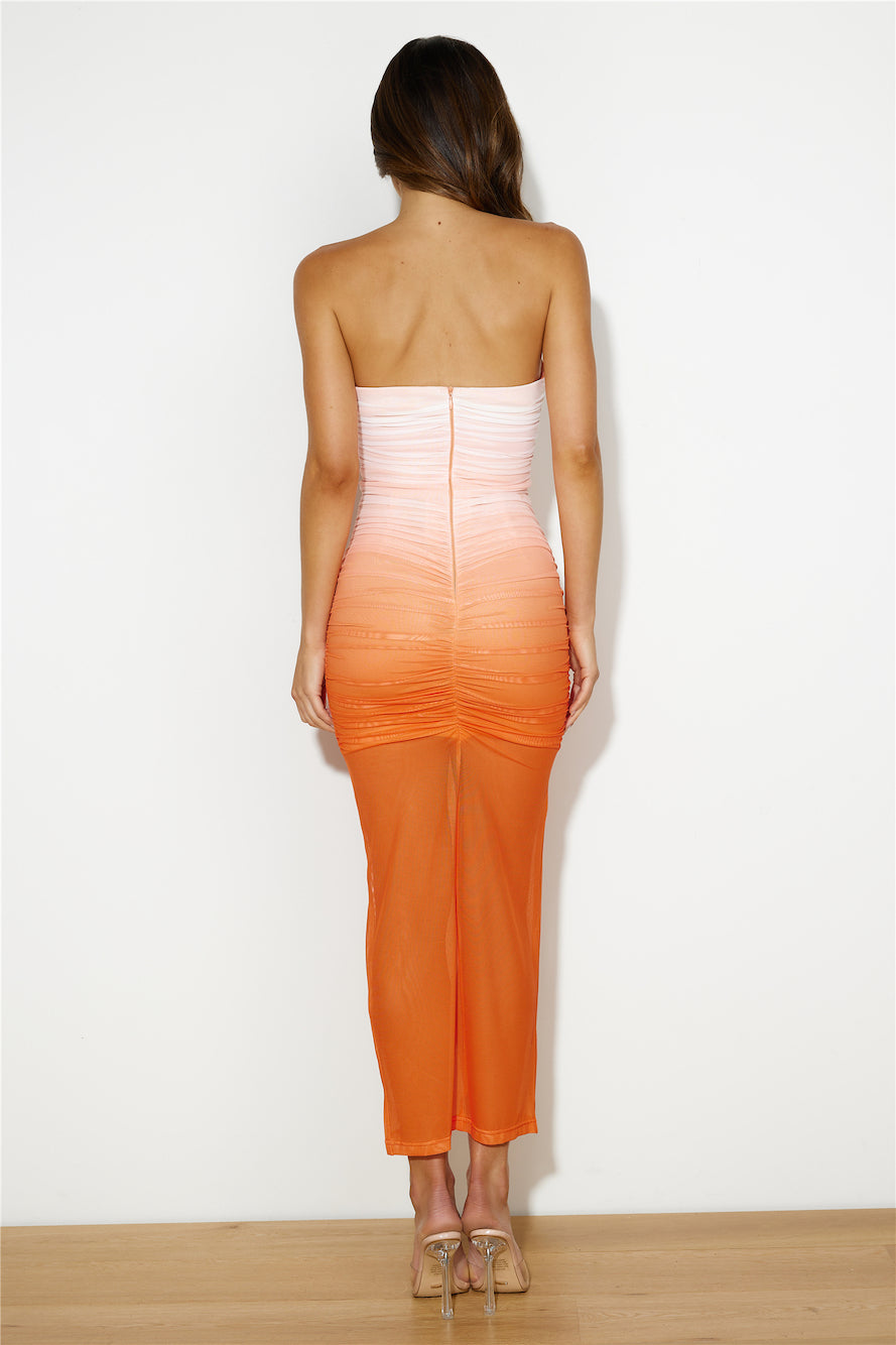 Splashing Out Mesh Maxi Dress Orange