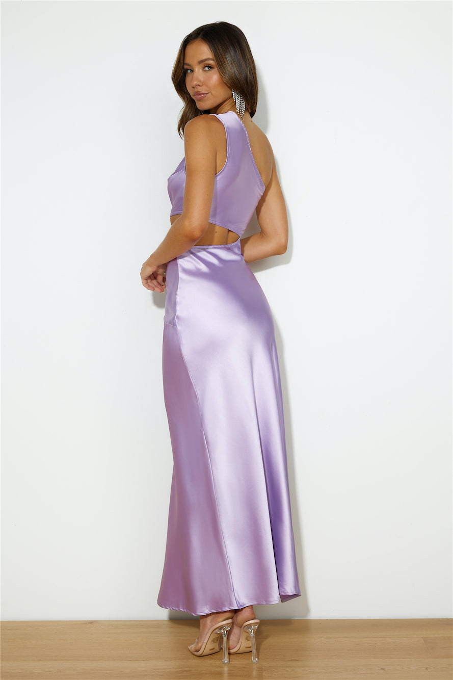 Poker Play Satin Maxi Dress Lilac