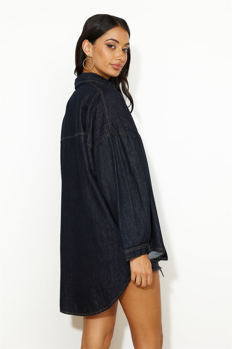 LIONESS NYC Boyfriend Shirt Dark Denim