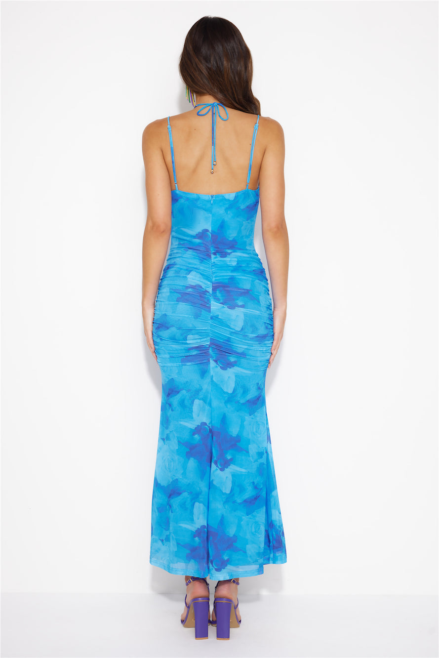 Prep And Go Mesh Maxi Dress Blue