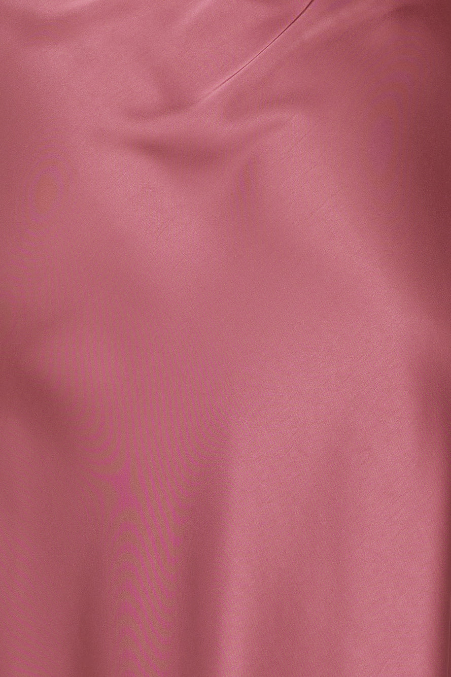Gleaming Silk Satin Midi Dress Plum