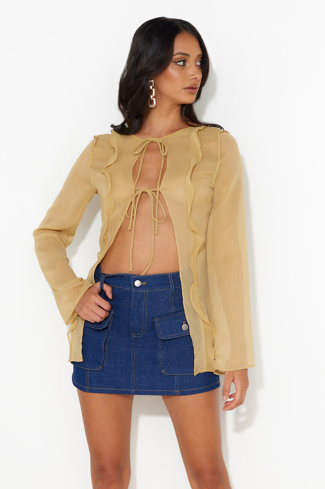 LIONESS Barely There Tie Top Sand