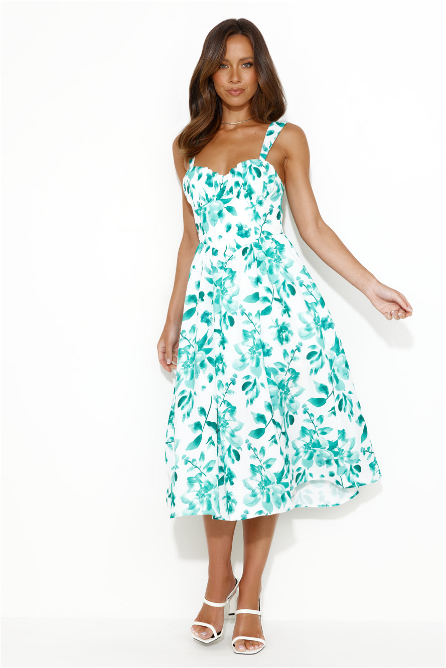 Retro Spin Midi Dress Green