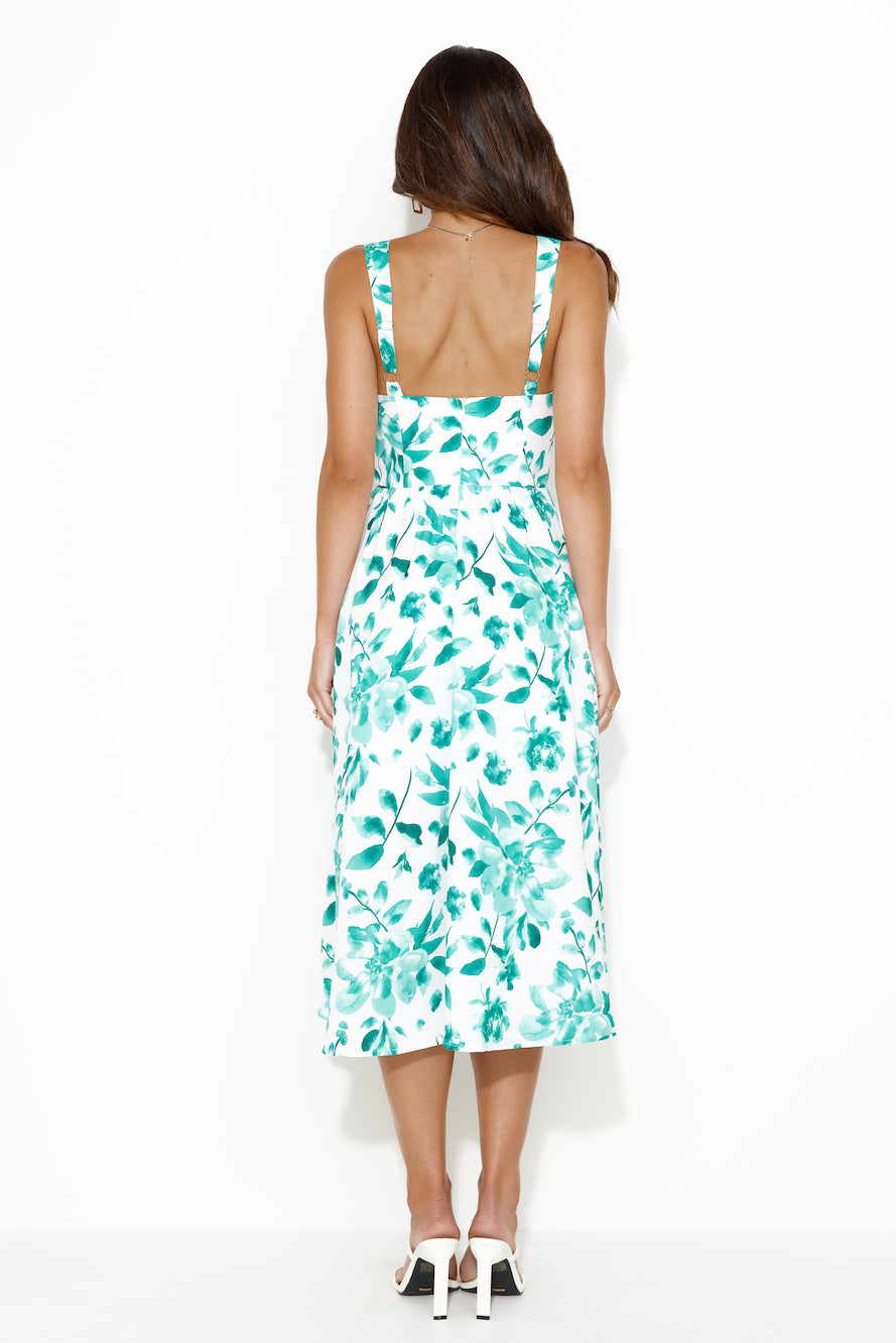Retro Spin Midi Dress Green