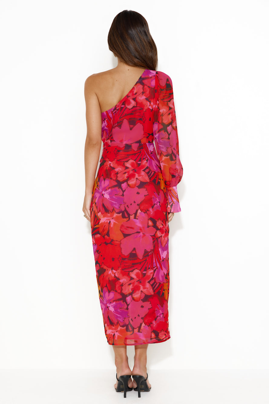 RUNAWAY Kana Midi Dress Romelly Pink