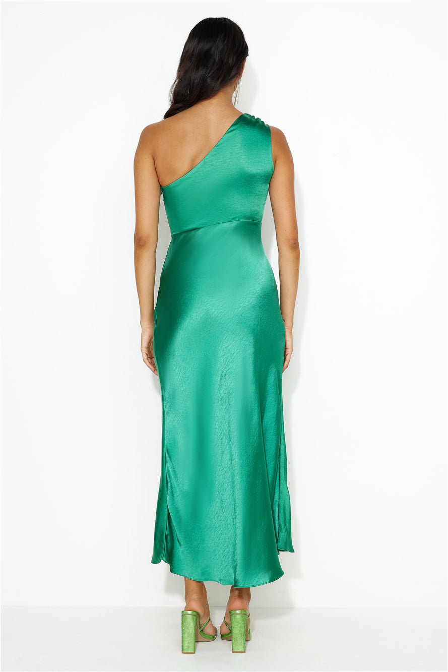 Ready On Time One Shoulder Midi Dress Green