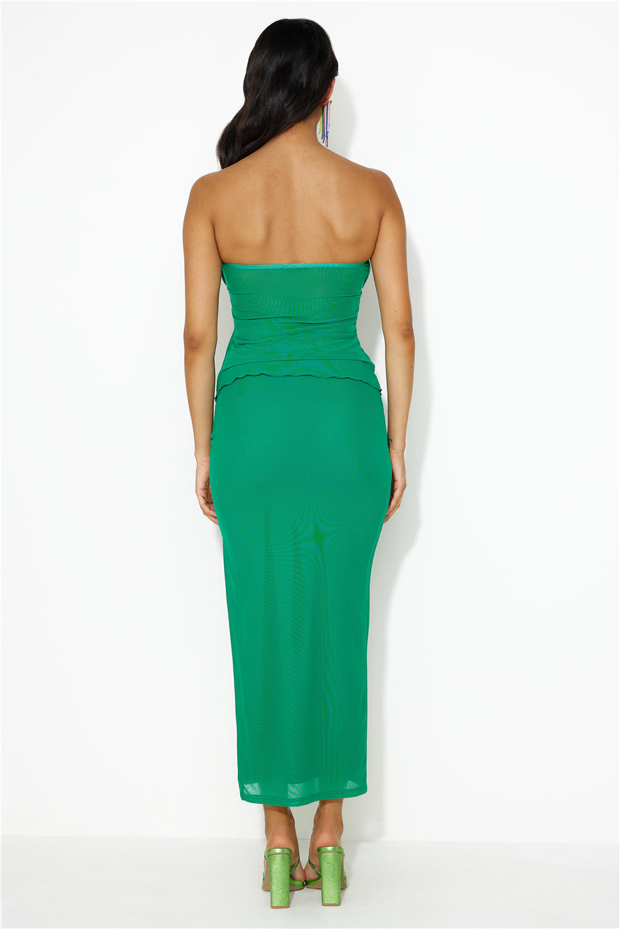 Era Of Style Mesh Strapless Crop Top Green