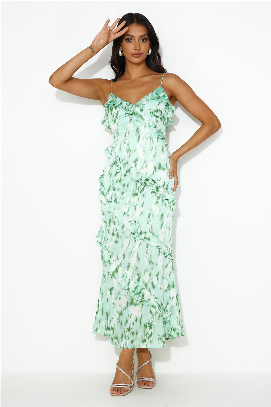 Tickle Fancy Frill Midi Dress Green