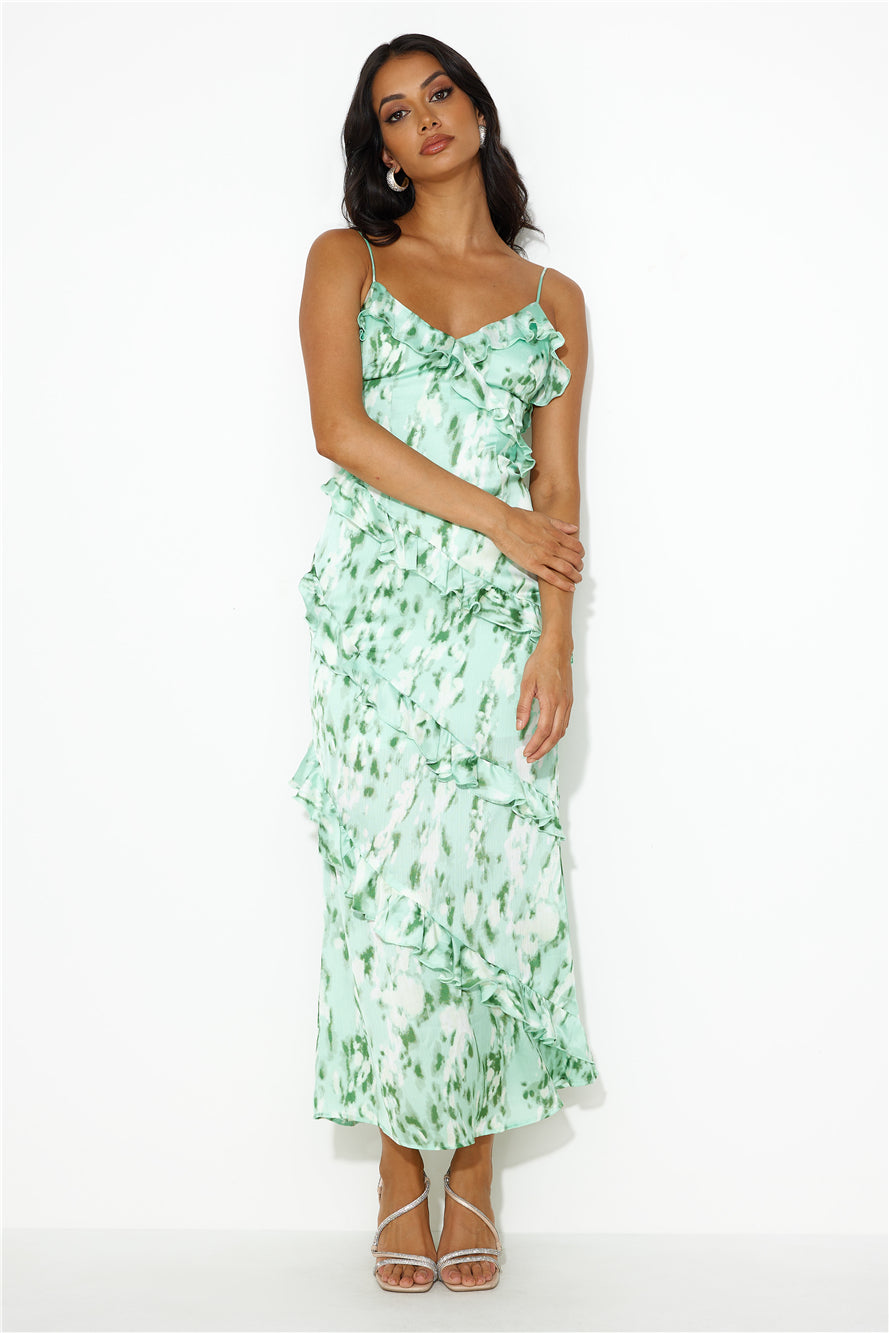 Tickle Fancy Frill Midi Dress Green