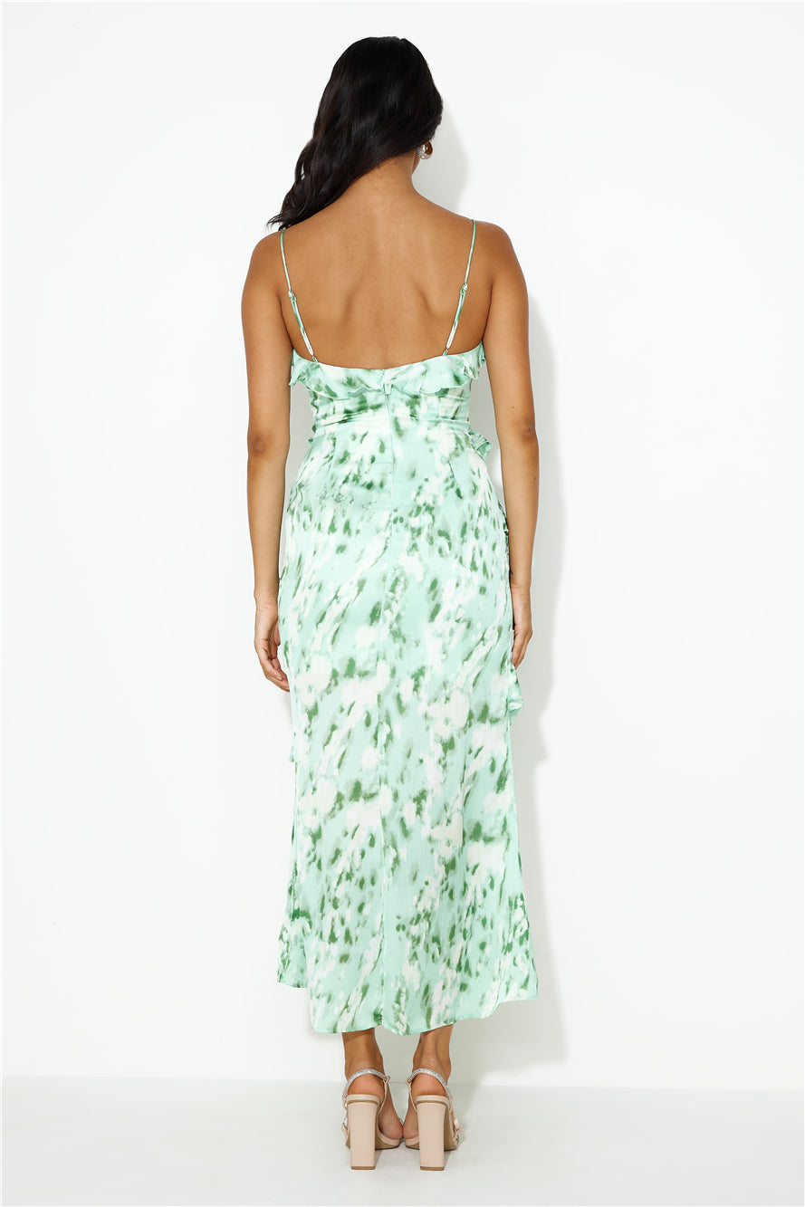 Tickle Fancy Frill Midi Dress Green