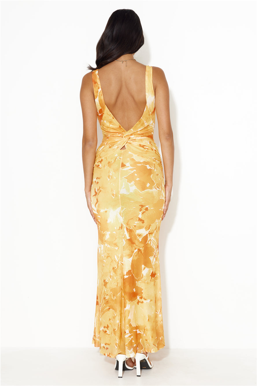 Radiant Vision Mesh Maxi Dress Orange