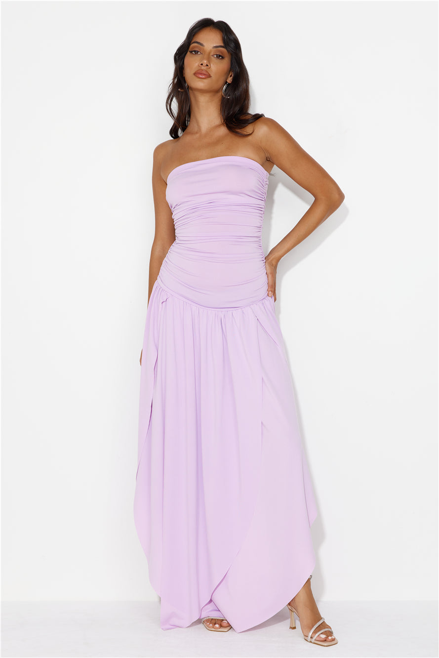 Spinning Queen Strapless Maxi Dress Lilac