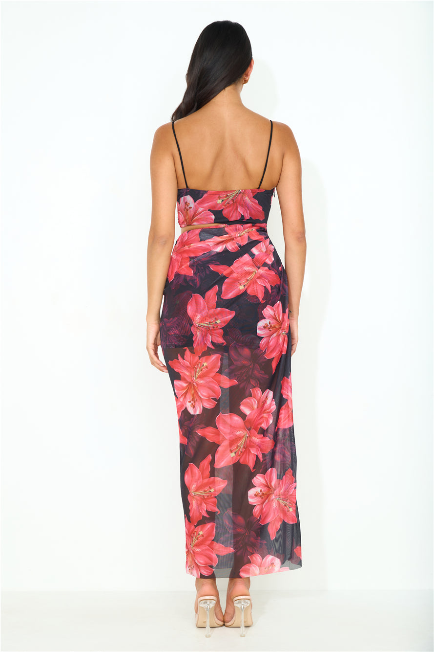 Wild Lily Mesh Maxi Dress Black