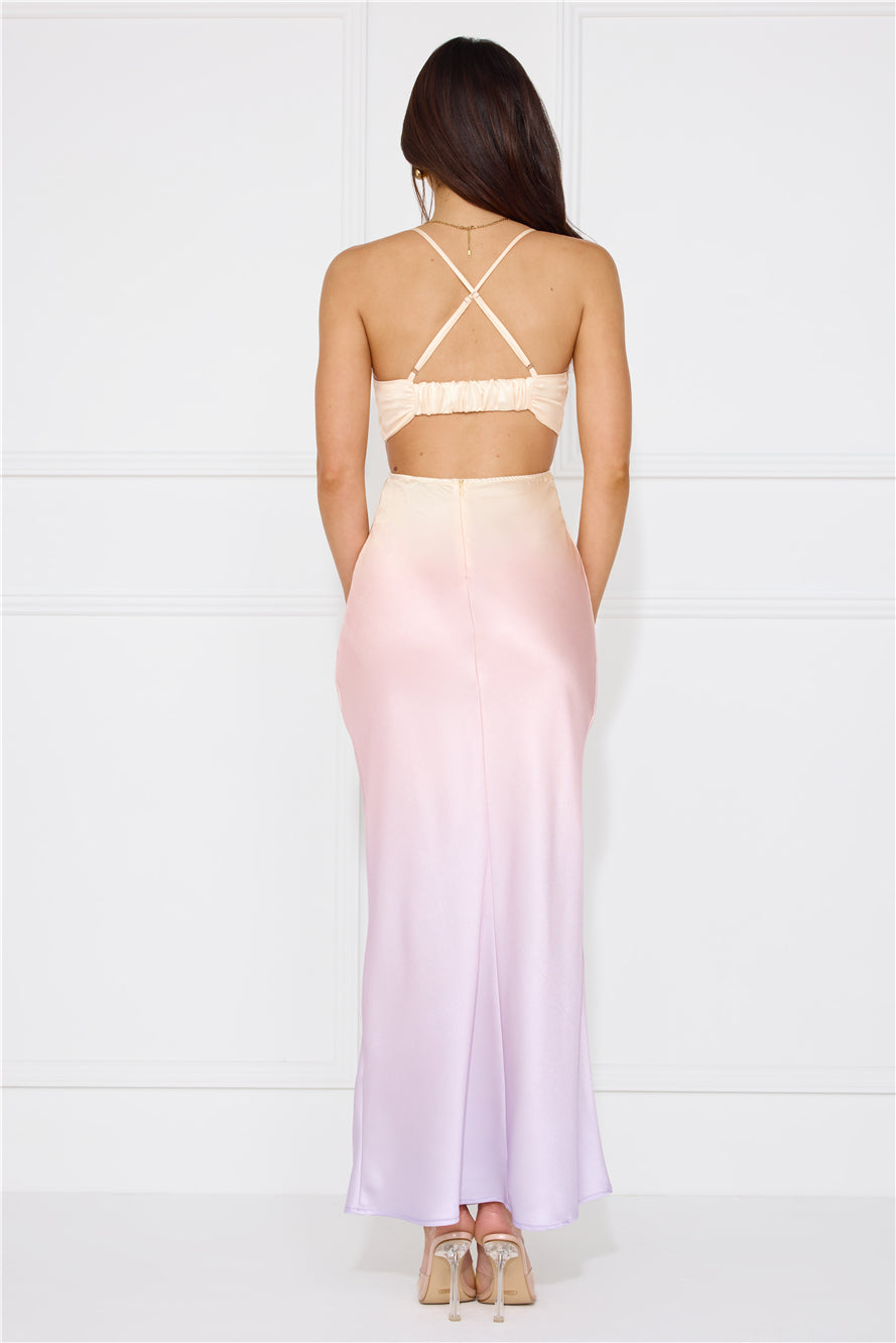Rainbow Glare Satin Maxi Dress Print