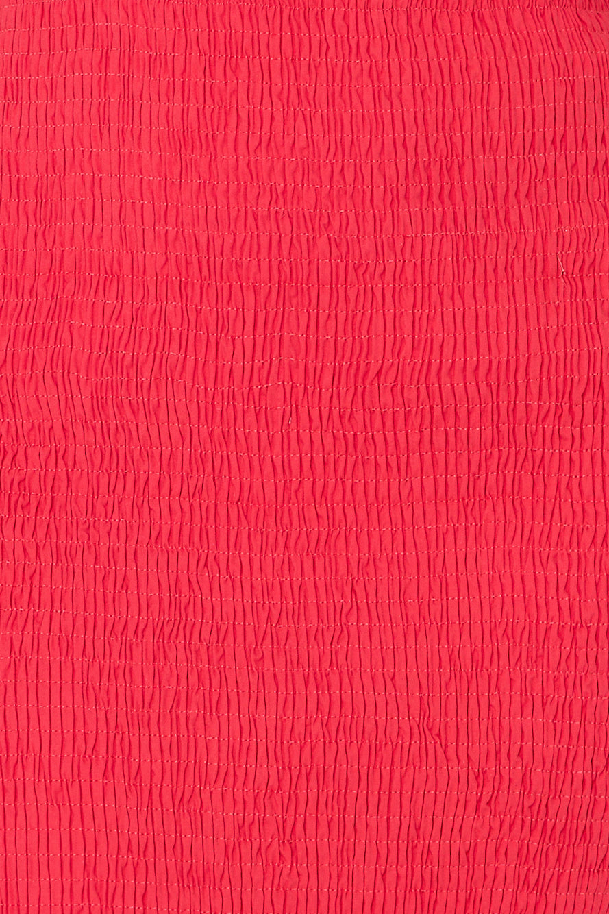 In My Direction Strapless Bubble Midi Dress Red