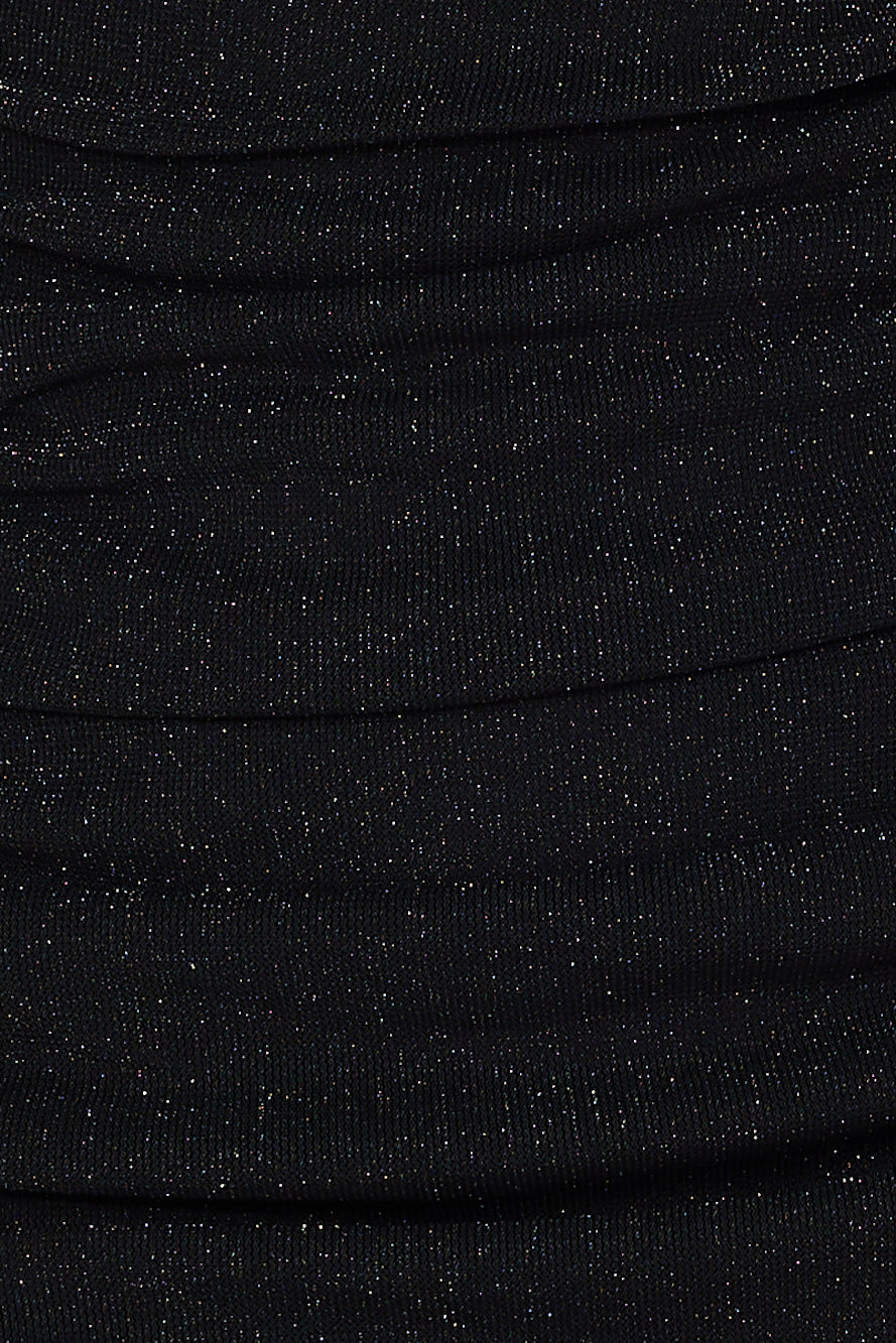 Shimmer Winner Strapless Glitter Mini Dress Black