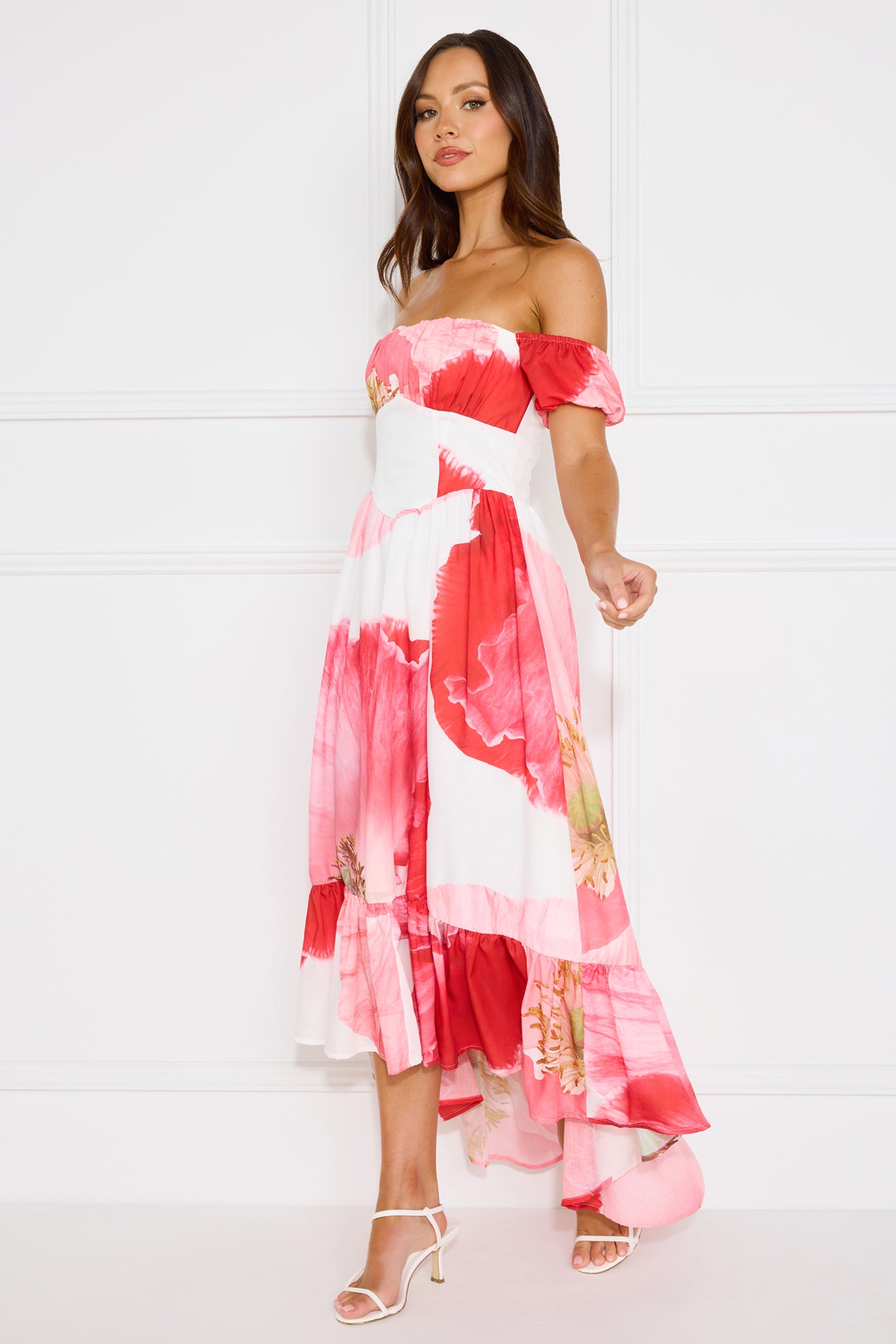 Luxe Narrative Off Shoulder Maxi Dress Pink