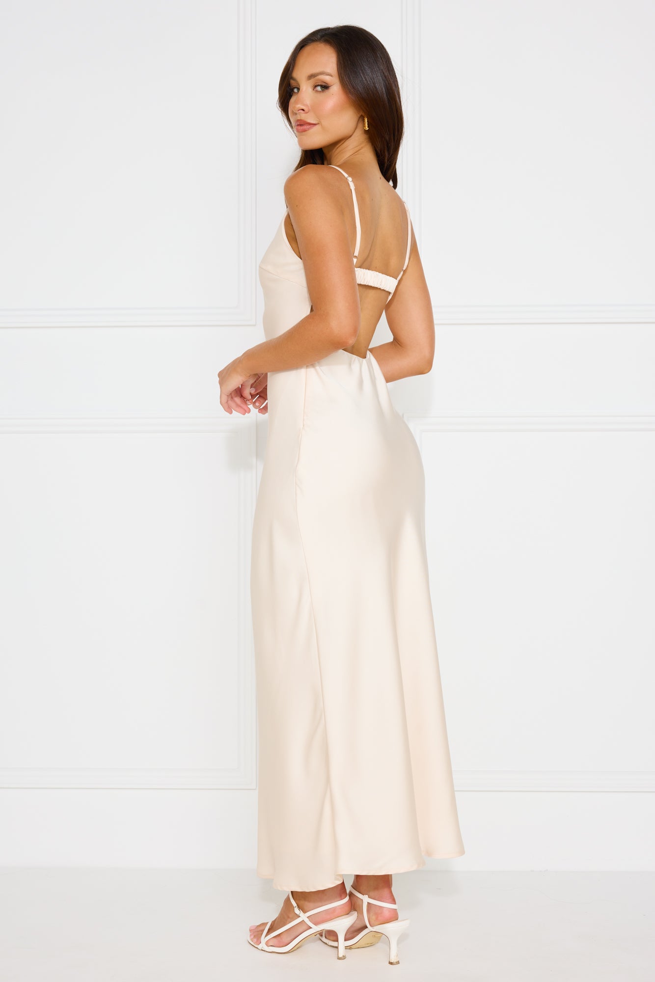 Hideaway Place Satin Maxi Dress Champagne