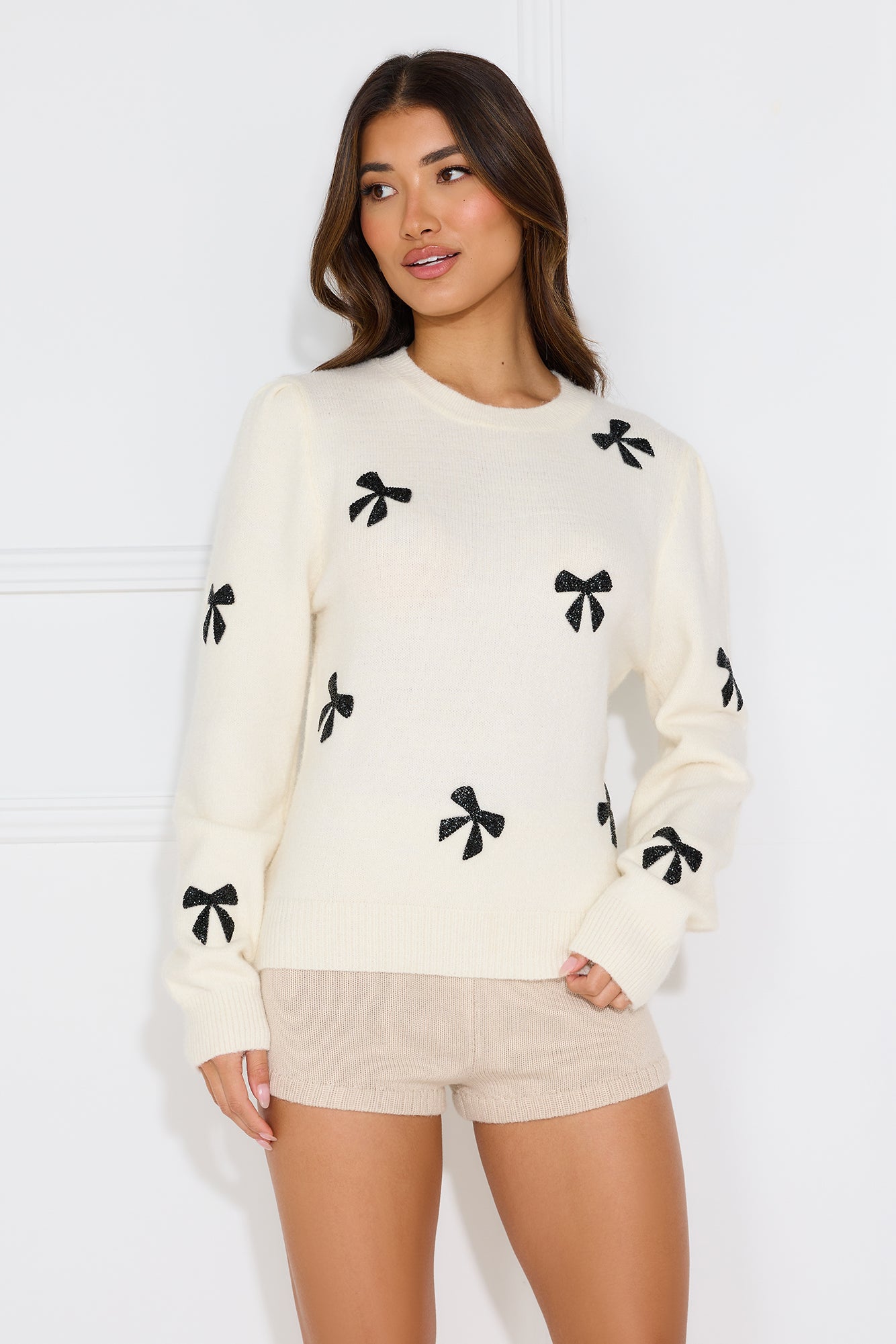Coquette Chic Knit Sweater Off White