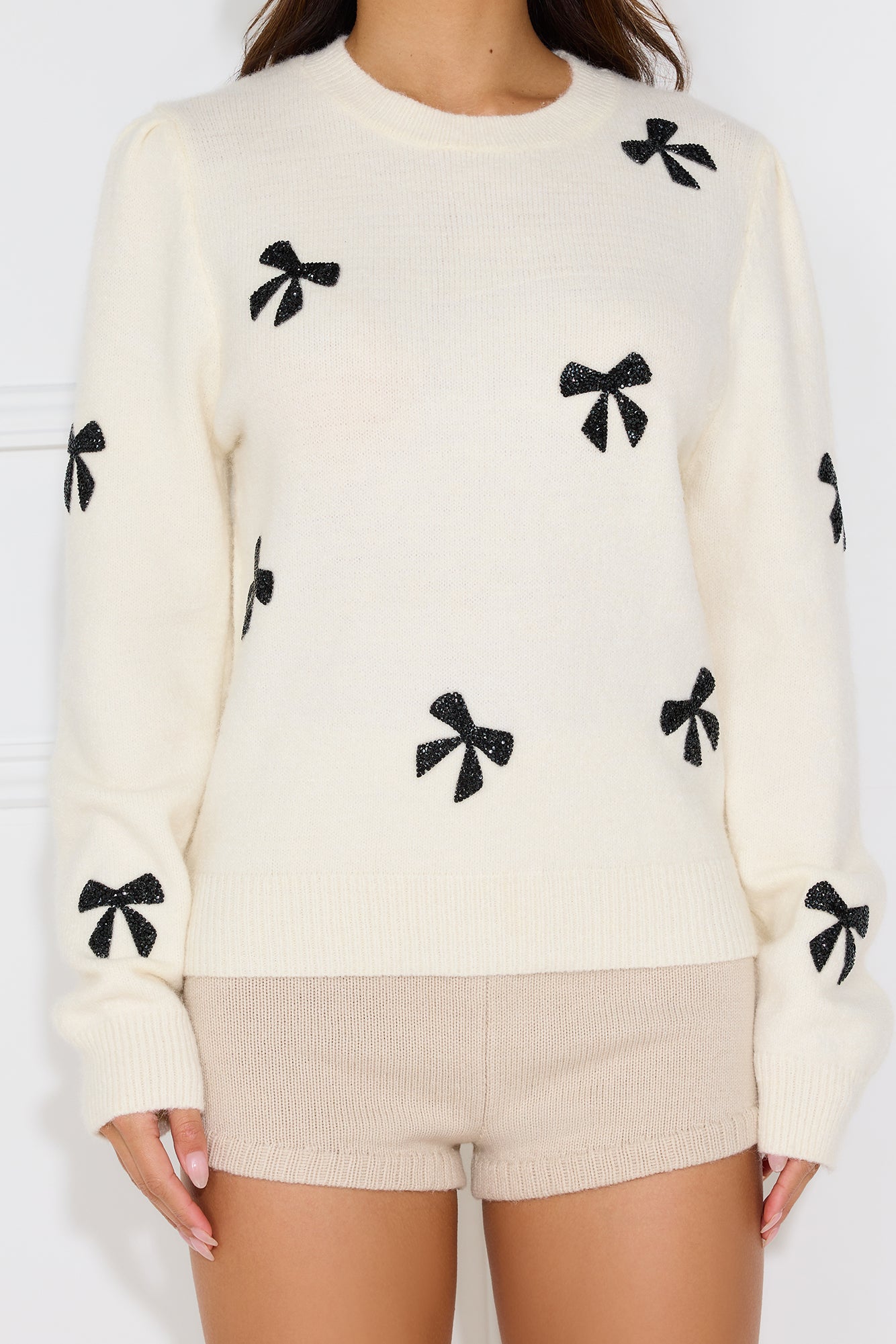Coquette Chic Knit Sweater Off White