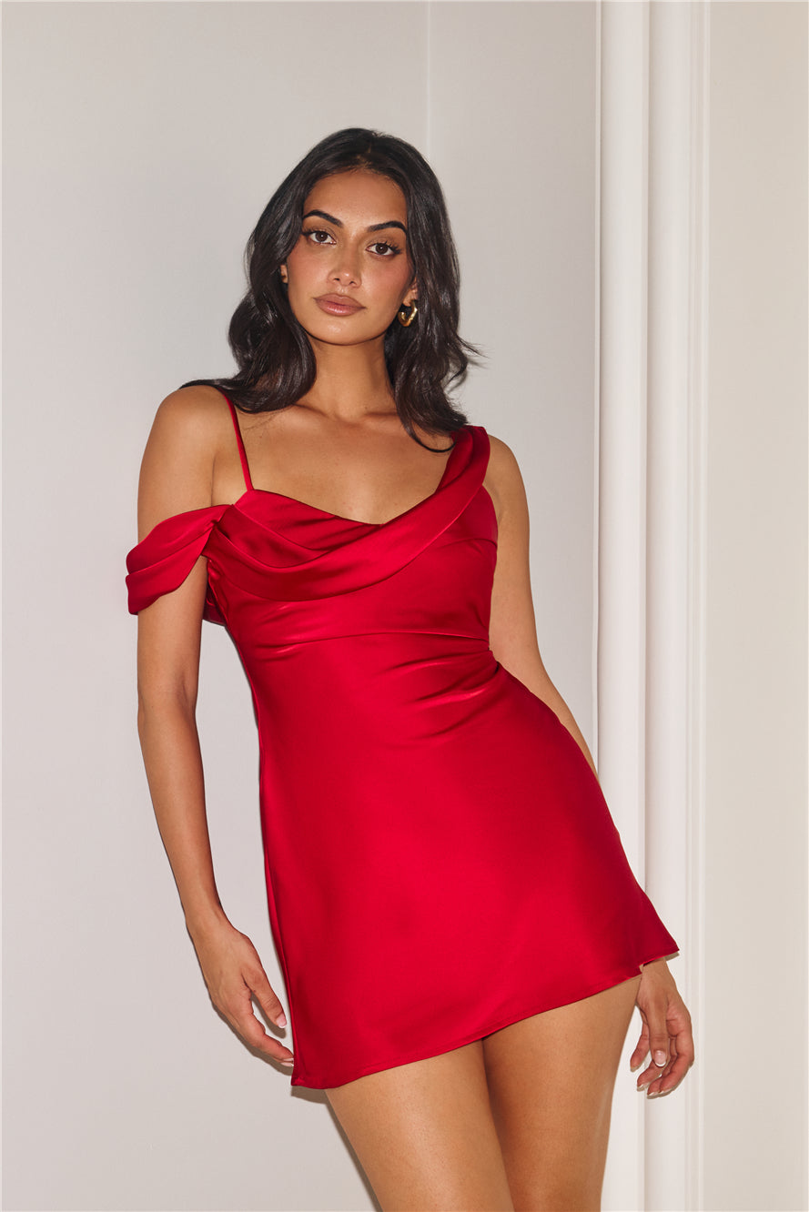 Elegance Of You Satin Mini Dress Burgundy