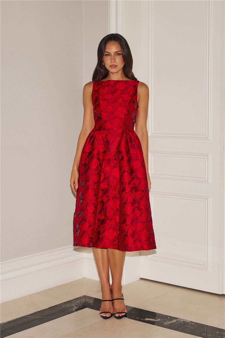 All Things Girly Midi Dress Red