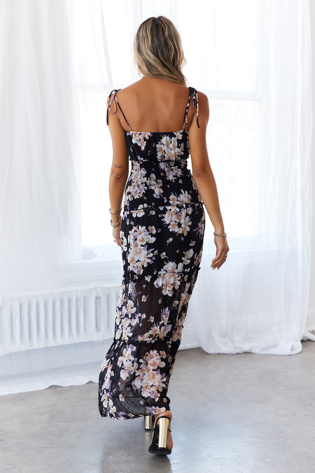 HELLO MOLLY Whimsical Day Maxi Dress Black