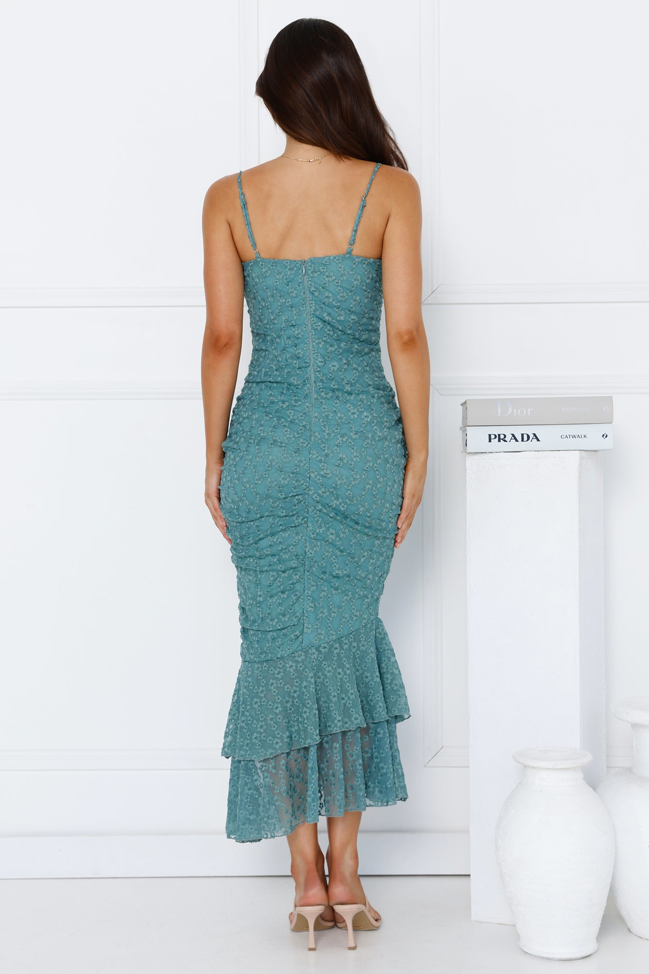 Dainty Design Mesh Midi Dress Green